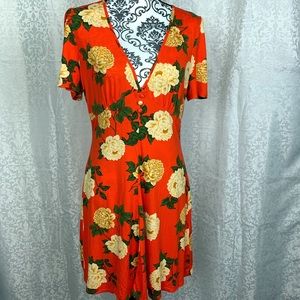 Asos dress orange floral size 10